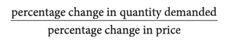 equation for percentage change in quantity demanded divided by percentage change in price