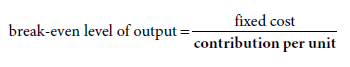 equation for break even level of output